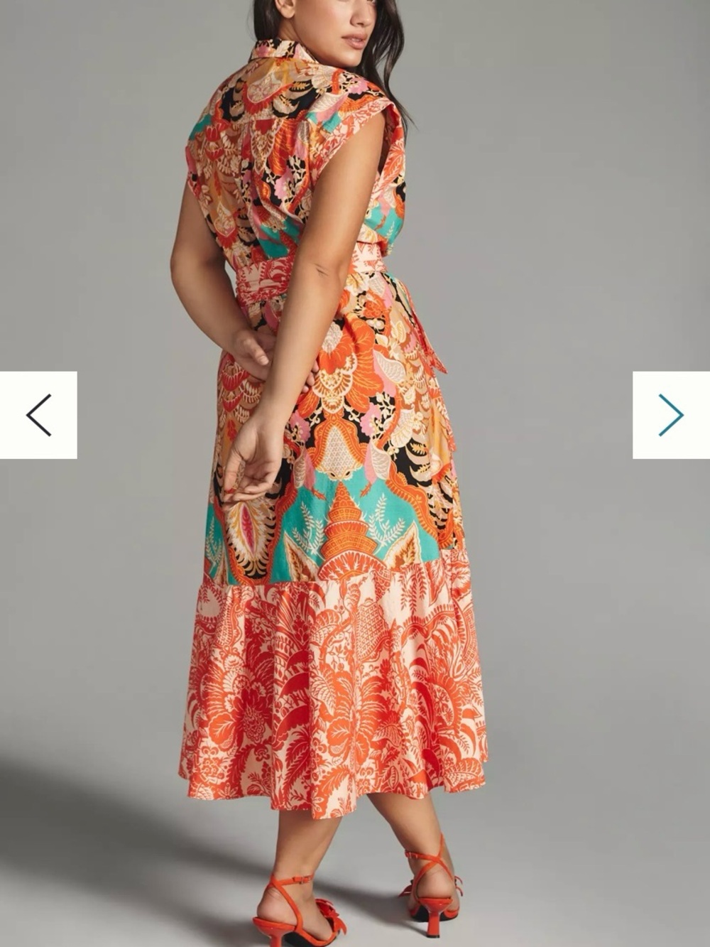 By Anthropologie V-Neck Wrap Dress Cotton Midi Colorful Tropical Size 3X - Picture 2 of 10